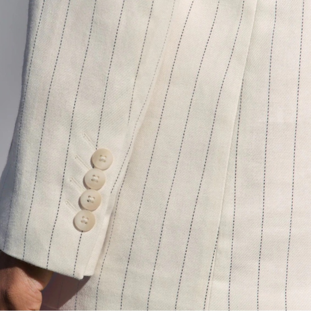 Black/white striped Linen Blend Blazer NWOT - Picture 9 of 17